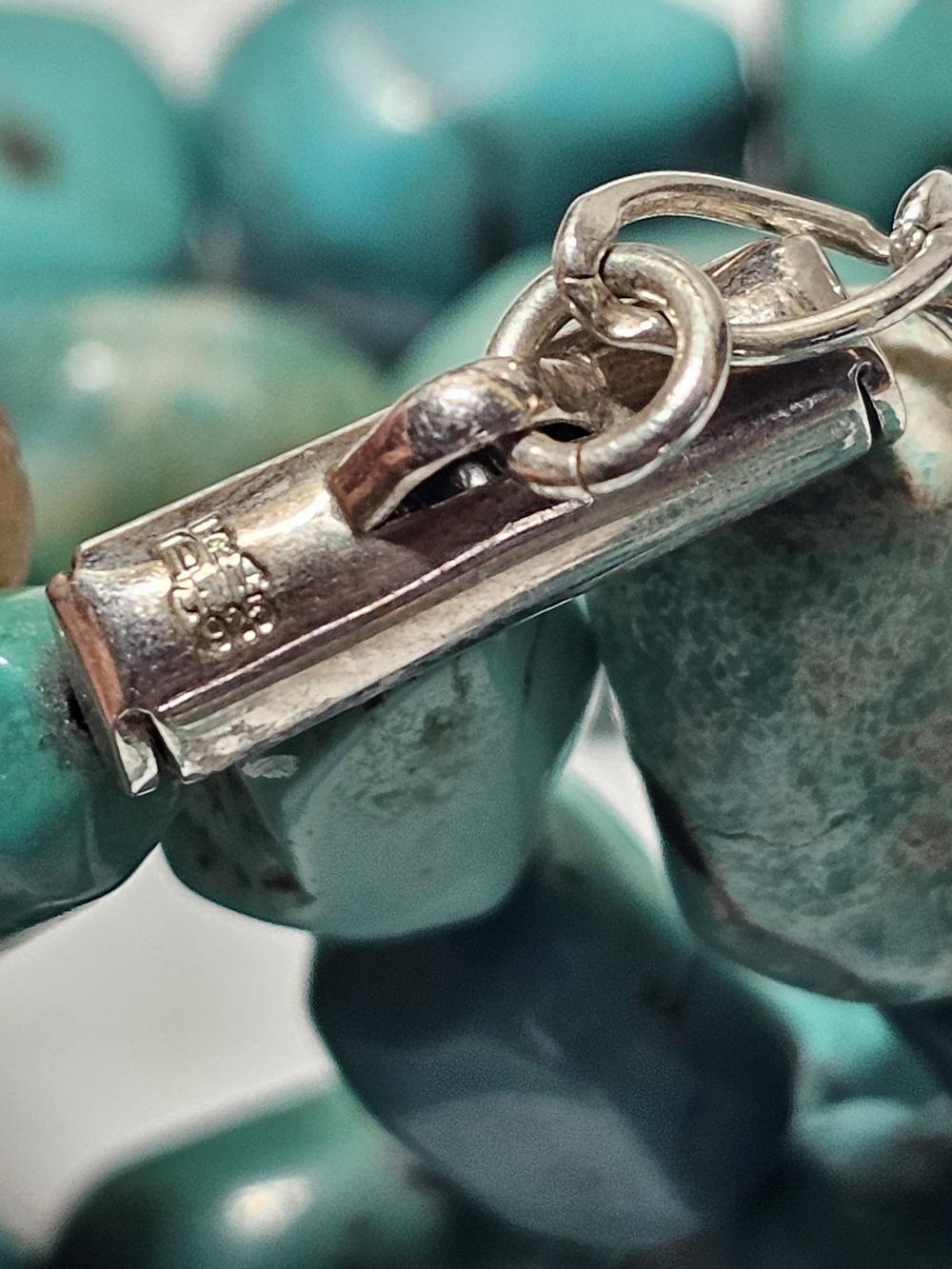 Vintage Jay King DRT Tripple Turquoise Bead Sterling Silver 21" Necklace - Picture 8 of 9